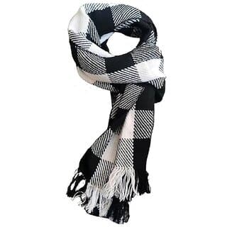 Woolen Muffler for Winter Black White Check Pattern Scarf Soft Warm Fur Lined Neck Muffler for Men - Uncategorized | Buy online on ZillyBuy
