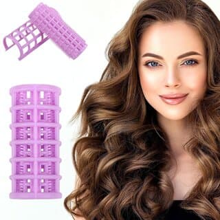 (Set  12 Pieces) Pink Planet 20mm Plastic Hair Roller Curlers  | DIY Hairdressing Curlers with Clips  Heat Free Styling for Natural Curls Waves Volume  Hair Rollers for Girls Women Home Salon Travel - Hair Oils, Care, and Styling | Buy online on ZillyBuy