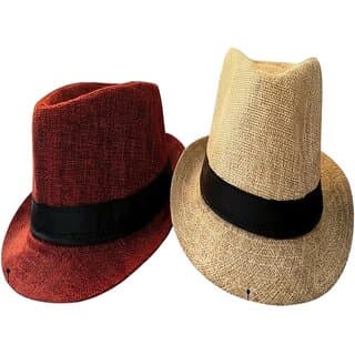 Elegant Red and Beige Fedora Set - Stylish Fashion Hats for All Occasions - Uncategorized | Buy online on ZillyBuy