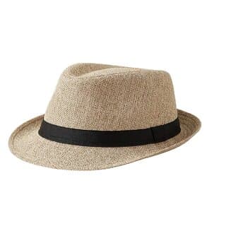 Stylish Beige Fedora Hat with Black Ribbon - Elegant Sun Protection Accessory - Uncategorized | Buy online on ZillyBuy