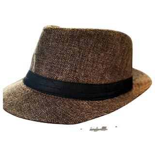Handwoven Brown Fedora - Classic Wide Brim Hat with Stylish Black Band - Uncategorized | Buy online on ZillyBuy