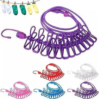 Cloth Drying Rope with 12 Hooks - Outdoor Cloth Drying Line Nylon Retractable Clothesline (1.9 m) - Closet/Laundry/Shoe Organization | Buy online on ZillyBuy