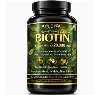 Ayudiva Herbals Biotin Capsule - 60 capsules - Hair Oils, Care, and Styling | Buy online on ZillyBuy