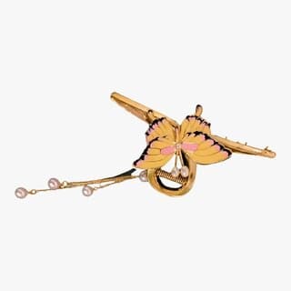 Yellow and Pink Butterfly Hair Clip with Pearl Chains - Hair Oils, Care, and Styling | Buy online on ZillyBuy