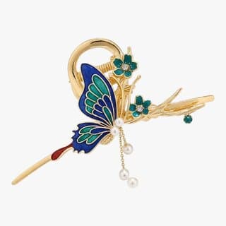 Blue Enamel Butterfly Hair Grip  Non-Slip Metal Design - Hair Oils, Care, and Styling | Buy online on ZillyBuy