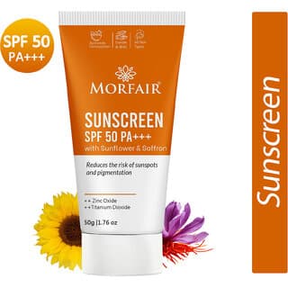 Morfair Sunscreen SPF 50 PA with Sunflower & Saffron Reduces Sunspots & Pigmentation (50gm) - Skin Care - Face Cleansers | Buy online on ZillyBuy