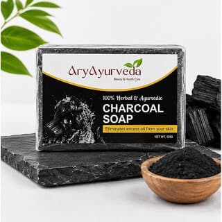 AryAyurveda Charcoal Body Soap 125g Pure Herbal Chemical Free Unisex - Bath Soaps and Gels | Buy online on ZillyBuy