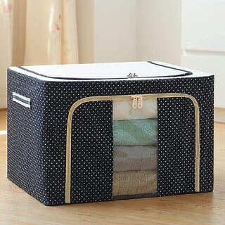 (Pack of 1) GOTI CART  24 Ltr storage bag Foldable Steel Frame Cloths Zip Organizer Bag and Oxford Fabric Storage Living Cover Boxes For Wardrobe Organizer Shelves Clothes, Sarees, Bed Sheet, Blanket - Closet/Laundry/Shoe Organization | Buy online on ZillyBuy