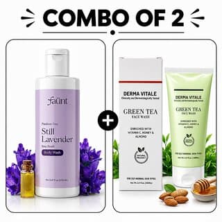 (Combo of 2) Deep Cleansing Green Tea Face Wash for Oily to Normal Skin & Still Lavender Paraben-Free Moisturizing Body Wash (250ml) - Skin Care - Face Cleansers | Buy online on ZillyBuy