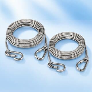 Silver Multi-Use Stainless Steel Cable Rope with Locking Carabiners, 10 m Each, Set of 2 - Closet/Laundry/Shoe Organization | Buy online on ZillyBuy