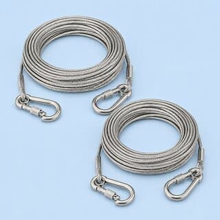 Strong Silver Steel Cable Rope with Screw-Gate Hooks, 10 Metre Each for Multi-Purpose Use, Set of 2 - Closet/Laundry/Shoe Organization | Buy online on ZillyBuy
