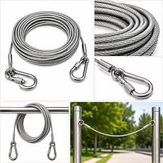 Strong Steel Dori for Hanging and Organising, 3 mm x 10 Metre, Single Cable with 2 Hooks - Closet/Laundry/Shoe Organization | Buy online on ZillyBuy