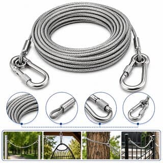 Reusable Multi-Purpose Stainless Steel Dori 10 Metre with 2 Screw-Lock Carabiner Clips - Closet/Laundry/Shoe Organization | Buy online on ZillyBuy