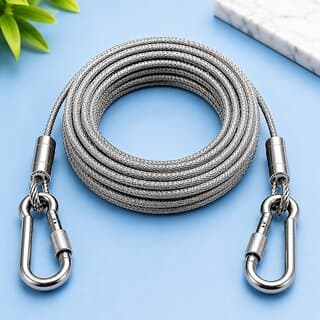 Long Length Multi-Use Steel Dori 10 Metre with 2 Screw-Gate Carabiners, Single Piece - Closet/Laundry/Shoe Organization | Buy online on ZillyBuy
