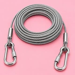 Household Hanging Steel Dori 3 mm x 10 Metre with 2 Locking Carabiner Hooks - Closet/Laundry/Shoe Organization | Buy online on ZillyBuy