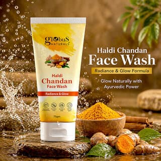 (Pack of 1) Globus Naturals Haldi Chandan Face Wash, Tan  Dirt Cleansing, For Glowing Skin, 75g - Skin Care - Face Cleansers | Buy online on ZillyBuy