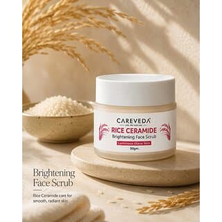 (Pack of 1) CareVeda Rice Ceramide Brightening Face Scrub with Sugar, Coffee  Walnut, For Smooth  Hydrated-Looking Skin, 50g - Skin Care - Face Cleansers | Buy online on ZillyBuy
