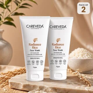 (Set of 2) CareVeda Radiance Rice Face Wash with Vitamin E  Vitamin B5, Brightening  Hydrating Daily Cleanser, 75g - Skin Care - Face Cleansers | Buy online on ZillyBuy