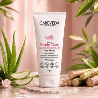 (Pack of 1) CareVeda Herbal Pimple Clear Face Wash with 1 Salicylic Acid  Glycolic Acid, Aloe Vera  Vitamin E, 75g - Skin Care - Face Cleansers | Buy online on ZillyBuy