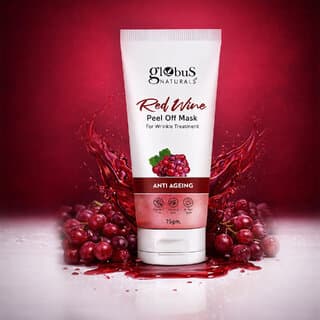Globus Naturals Red Wine Anti-Ageing Peel Off Mask for Glowing  Youthful Skin  Boosts Elasticity  Firmness  Deep Hydration  Improves Skin Texture  Skin Barrier  Anti-Aging Face Mask for Women  Men  75g - Skin Care - Face Cleansers | Buy online on ZillyBuy