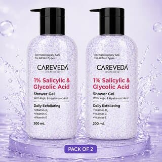 (Set of 2) CareVeda 1 Salicylic  Glycolic Acid Shower Gel with Kojic Acid  Niacinamide  Body Acne, Dark Spots  Skin Brightening  200ml - Skin Care - Face Cleansers | Buy online on ZillyBuy