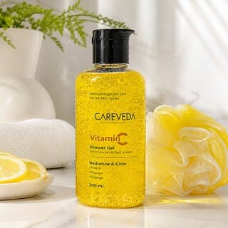 CareVeda Vitamin C Shower Gel With Luffa Enriched with Lemon  Red Grapes for Radiant  Glowing Skin, Deep Cleansing  Hydrating Formula , 200ml, Unisex - Skin Care - Face Cleansers | Buy online on ZillyBuy