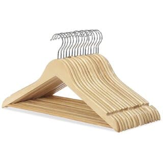 Right Traders  Wooden Coat Trouser Skirt Garment Natural Wood Hanger (Set of 12 Pcs) - Closet/Laundry/Shoe Organization | Buy online on ZillyBuy