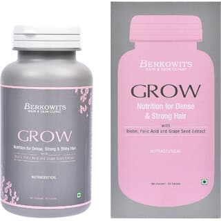 Berkowits GROW Nutrition For Strong  Shiny Hair with Biotin, Folic Acid  Grape Seed Extracts - Hair Oils, Care, and Styling | Buy online on ZillyBuy