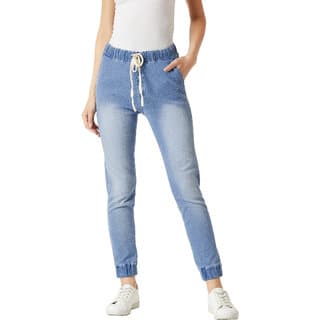 Miss Chase Women's Blue Just The Right Madness Denim Jogger - Uncategorized | Buy online on ZillyBuy