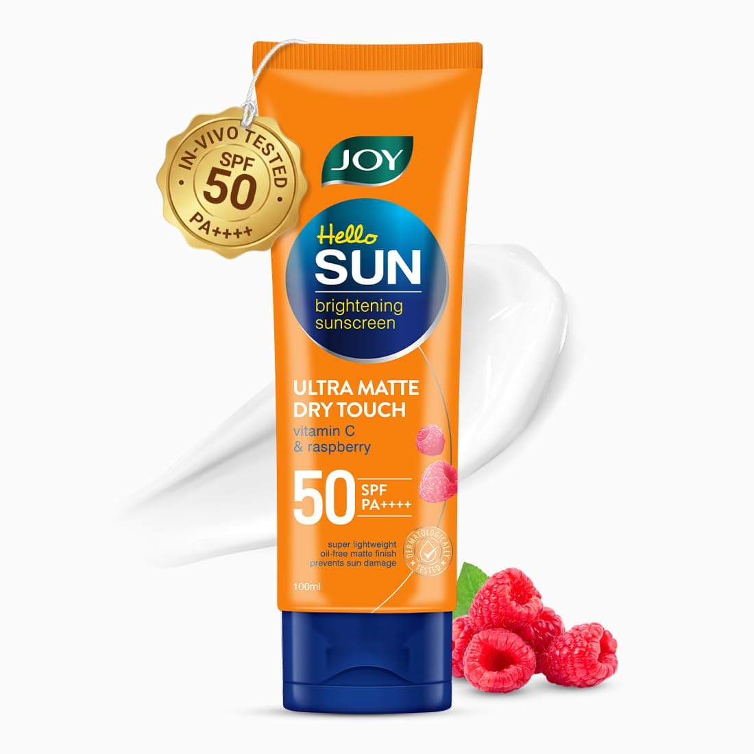 Joy Hello Sun Ultra Matte Sunscreen SPF 50 PA ++++ (100ml) | INVIVO Tested | Protects & Controls Oil | Ultra Light, Water Resistant & No White Cast | SPF50 For Oily, Dry, Acne-prone Skin Joy Hello Sun Ultra Matte Sunscreen SPF 50 PA ++++ (100ml) | INVIVO - Medicated Skin Care | Buy online on ZillyBuy