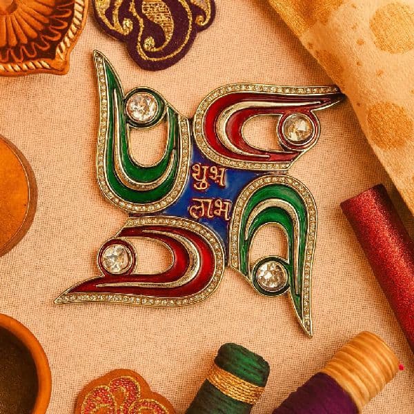 Shubh Labh Meenakari Swastik - Home Decor | Buy online on ZillyBuy