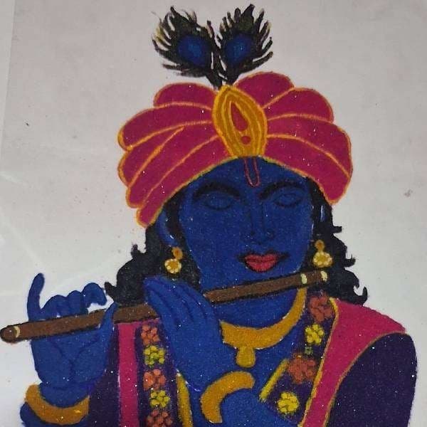 Premium Handcrafted Krishna Ready Rangoli - Home Decor | Buy online on ZillyBuy