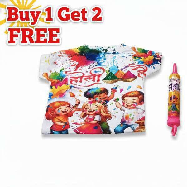 Kids Holi Festival Printed T Shirt Water Bomb Set Buy 1 Get 2 Free - Fragrance | Buy online on ZillyBuy