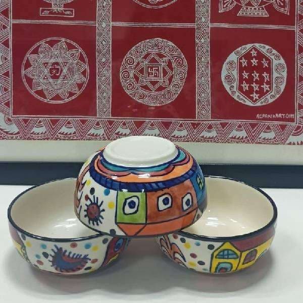 Premium Hand Painted Multicolour Ceramic Kitchen Bowl - Home Decor | Buy online on ZillyBuy