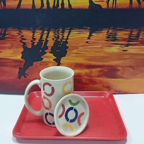 Printed Ceramic Cup with Lid - Home Decor | Buy online on ZillyBuy