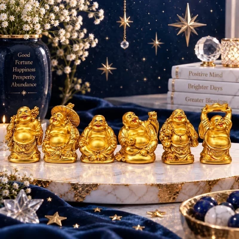 Golden Laughing Buddha Statues - Small Size