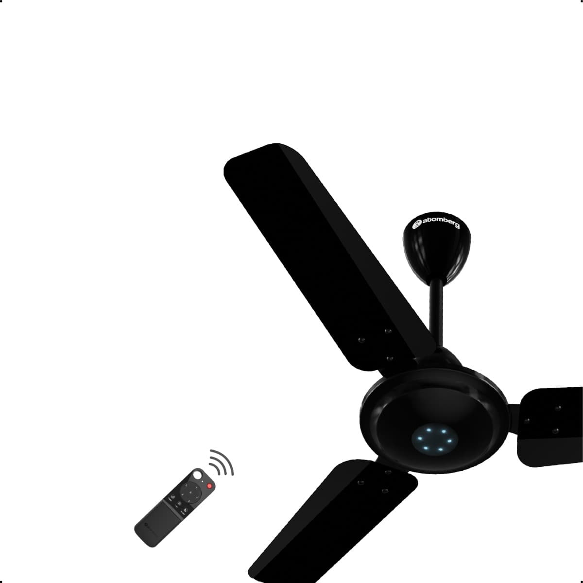 Atomberg Ikano 900 mm BLDC Ceiling Fan with Remote Control & LED Indicators | Gloss Black - Uncategorized | Buy online on ZillyBuy