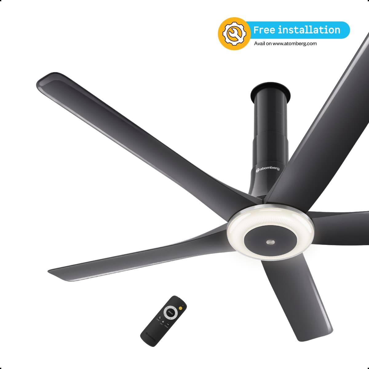 Atomberg Emperion Magna Smart 1280mm BLDC Ceiling Fan | Newly Launched | Remote Operated | BEE 5 star rated | Advance Air+ Technology | Silent Operation | 12W LED Underlight | 3+2* Year Warranty (Lava Grey (Gloss Metallic)) - Uncategorized | Buy online on ZillyBuy