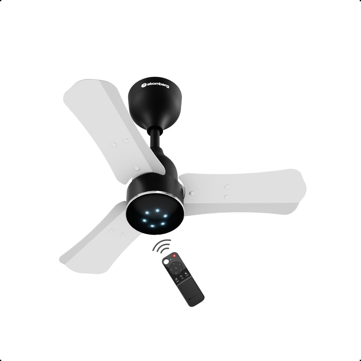 Atomberg Renesa Halo 600mm BLDC Ceiling Fan with Remote Control & LED Indicators | Gloss White and Black - Uncategorized | Buy online on ZillyBuy