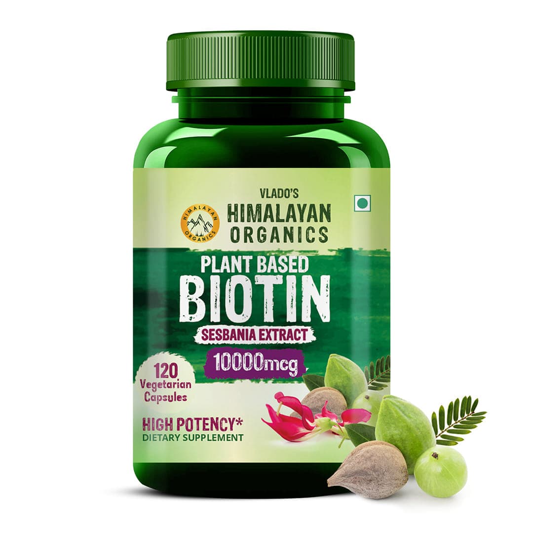 Vlado's Himalayan Organics Plant Based Biotin 10,000mcg/Serve- 120 Veg Capsules - Nutrition and Fitness Supplements | Buy online on ZillyBuy