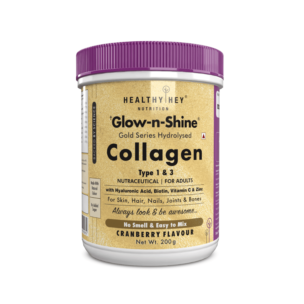 HealthyHey Nutrition Collagen Gold Series with Hyaluronic Acid, Biotin & Vitamin C - No Smell - Easy to Mix - No Added Sugar - For Skin, Hair & Nails HealthyHey Nutrition Skin Support - Glow-n-Shine Collagen Power 200g | Hydrolysed Collagen for Women and - Nutrition and Fitness Supplements | Buy online on ZillyBuy