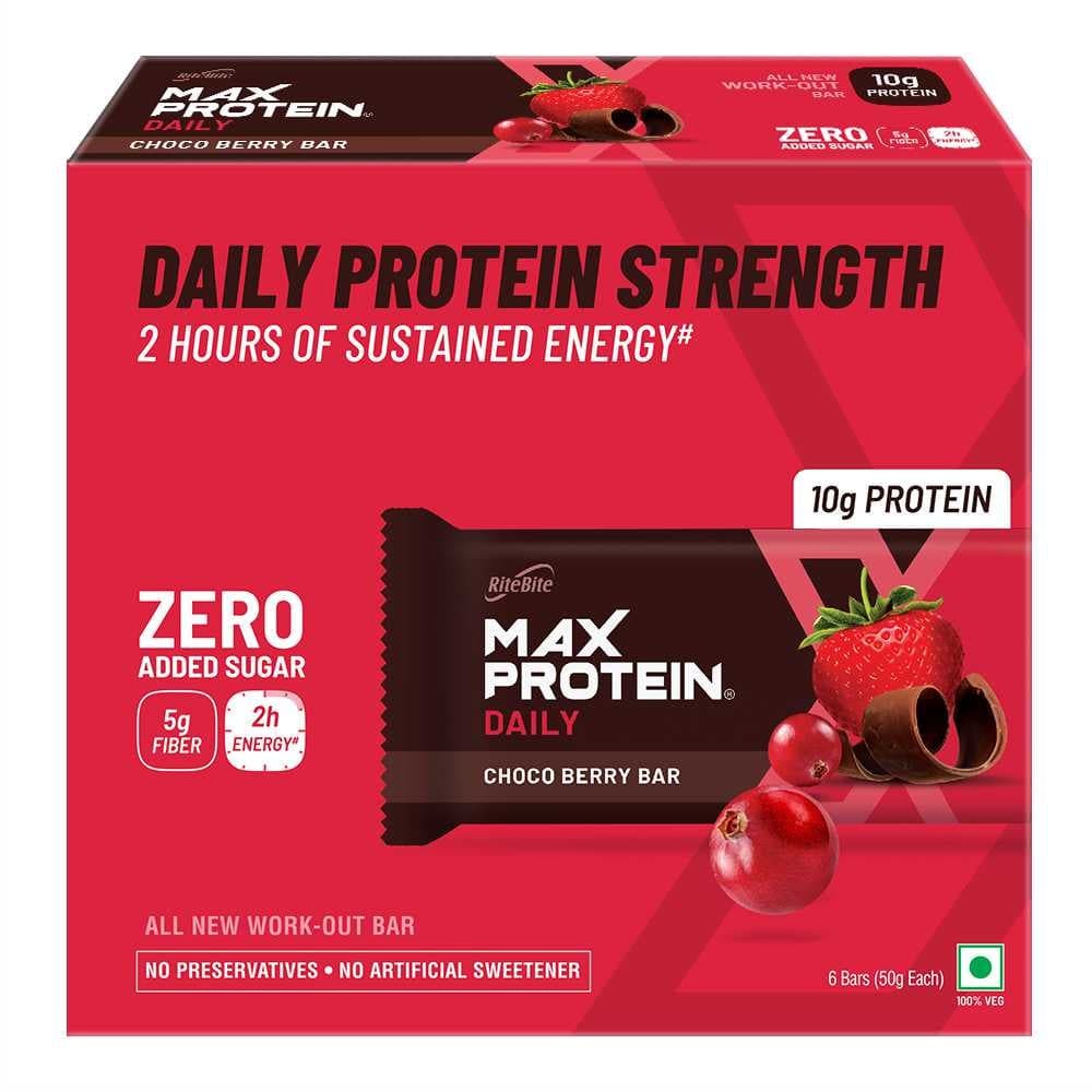 RiteBite Max Protein Daily Choco Berry (Pack of 6), 300 g - Nutrition and Fitness Supplements | Buy online on ZillyBuy