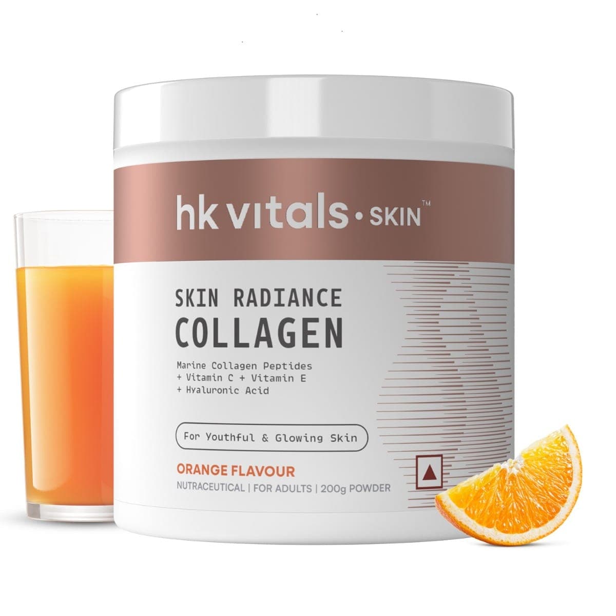 HK Vitals Skin Radiance Collagen 200gm| 25 Serving | Orange Flavour | Skin | Hair | Nails | Women & Men - Nutrition and Fitness Supplements | Buy online on ZillyBuy