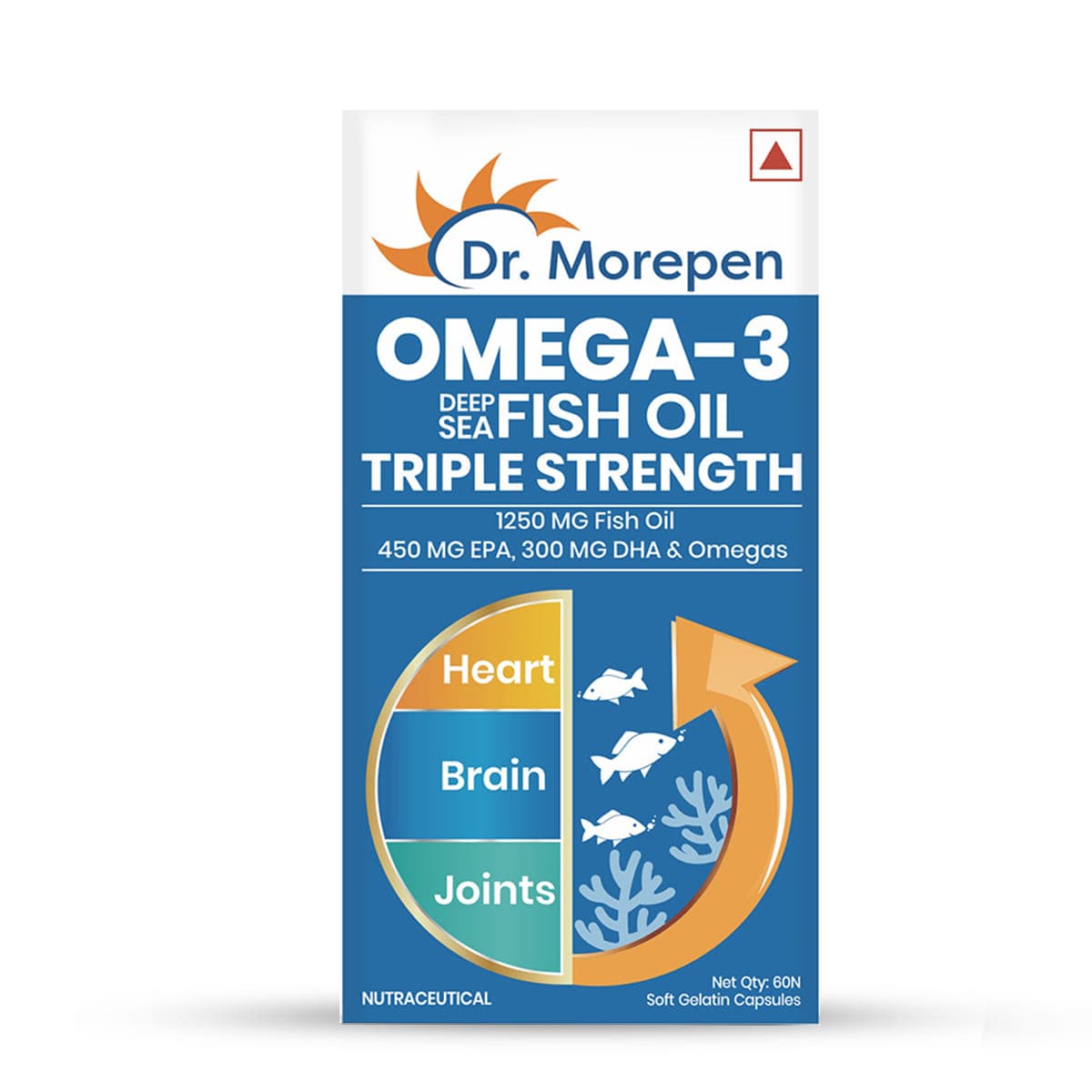 Dr. Morepen Omega 3 Deep Sea Fish Oil Triple Strength | 60 Softgels | Brain | Joints - Nutrition and Fitness Supplements | Buy online on ZillyBuy