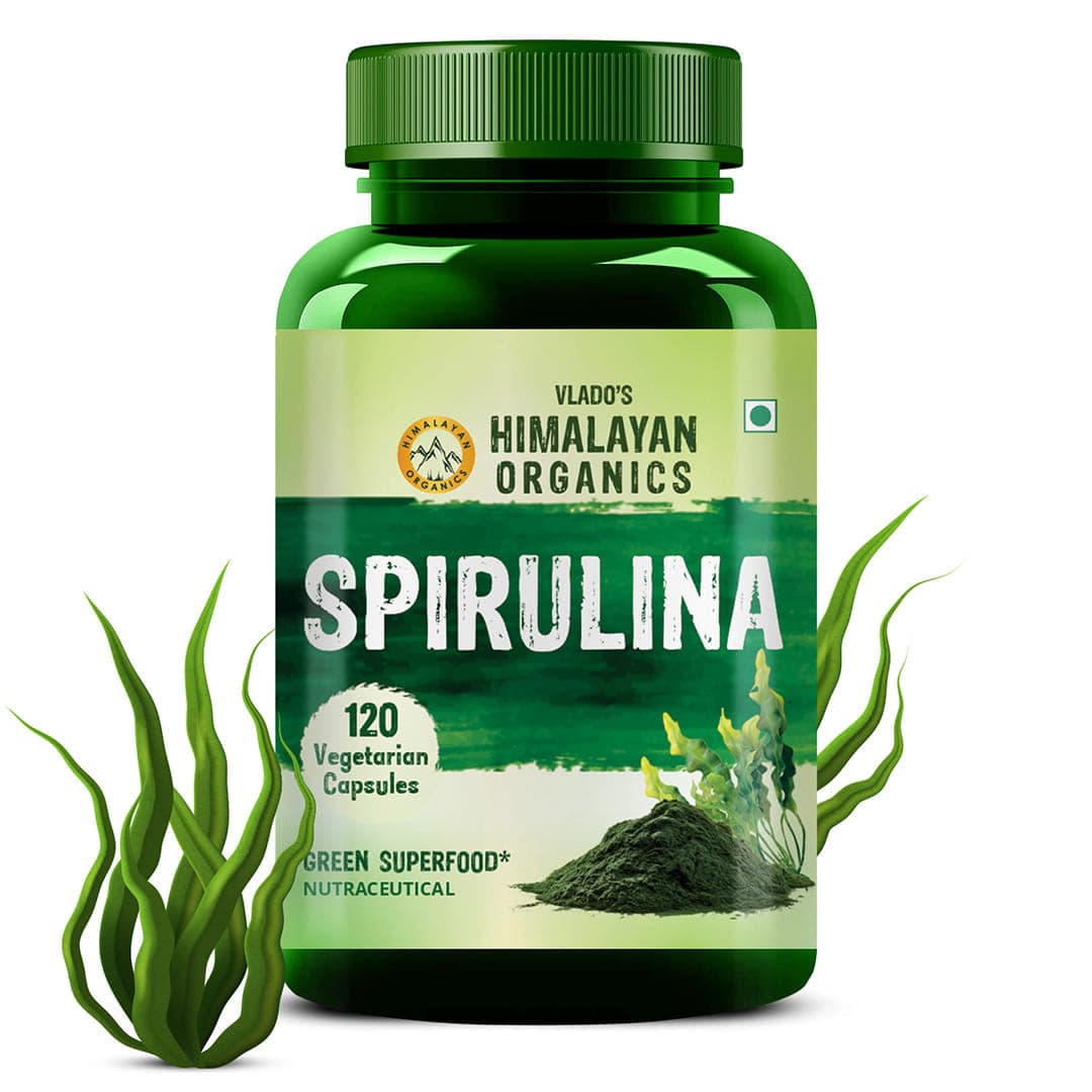 Vlado's Himalayan Organics Spirulina - 2000mg - 120 Veg Capsules - Nutrition and Fitness Supplements | Buy online on ZillyBuy