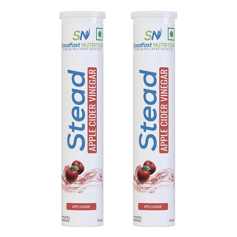 Steadfast Nutrition Apple Cider Vinegar Tablets for Weight Loss, boost immunity and strengthen | 500mg ACV with Pomegranate, Vitamin C, B6, B12, Sugar-Free, 40 Effervescent Tablets (Apple, Pack of 2) - Nutrition and Fitness Supplements | Buy online on ZillyBuy