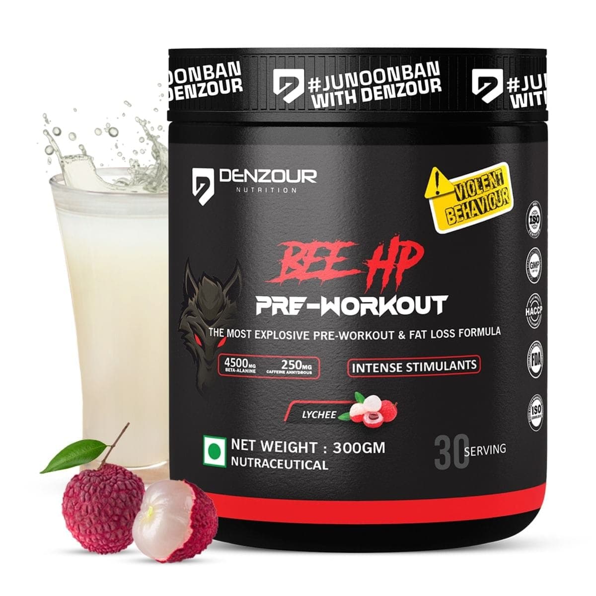 Denzour Nutrition BEE-HP Pre-Workout with 750mg Creatine Monohydrate & 4500mg Beta-Alanine, Intense Energy with Fat Loss Formula 300g Denzour Nutrition BEE-HP Pre-Workout with 750mg Creatine Monohydrate & 4500mg Beta-Alanine, Intense Energy with Fat Loss