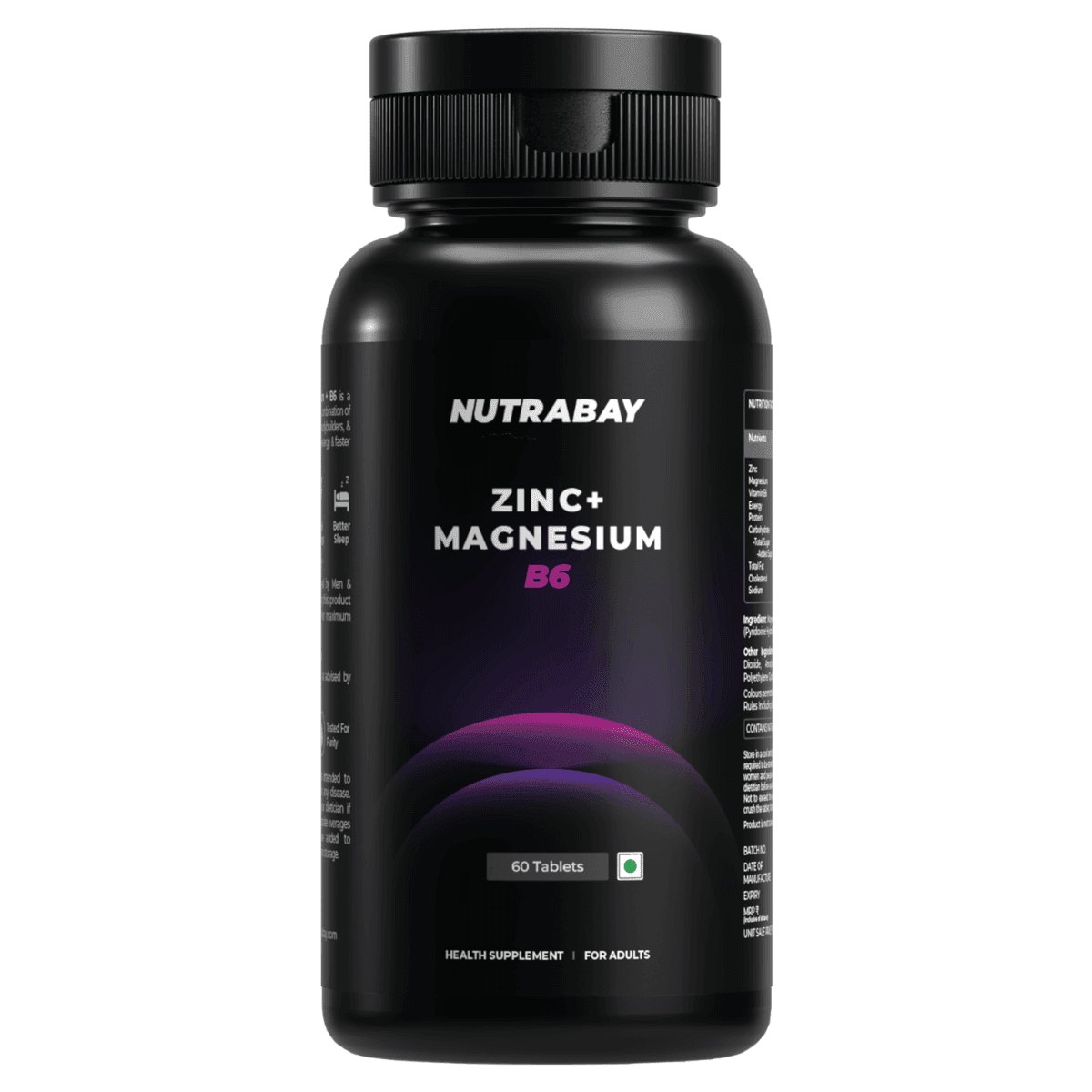 Nutrabay Pro Zinc Magnesium with Vitamin B6 (ZMA), Restful Sleep, Anti Stress & Anxiety Relief supplement for Men & Women - 60 Veg Tablets - Nutrition and Fitness Supplements | Buy online on ZillyBuy