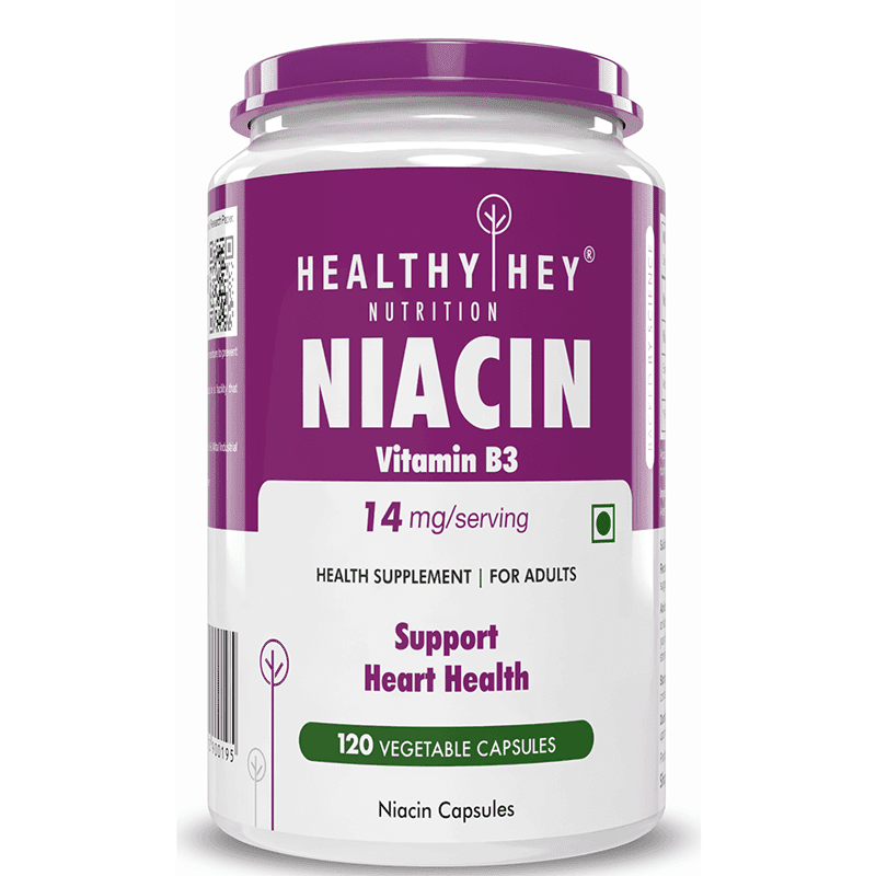 HealthyHey Nutrition Niacin - Vitamin B3-120 Veg. Capsules - Nutrition and Fitness Supplements | Buy online on ZillyBuy