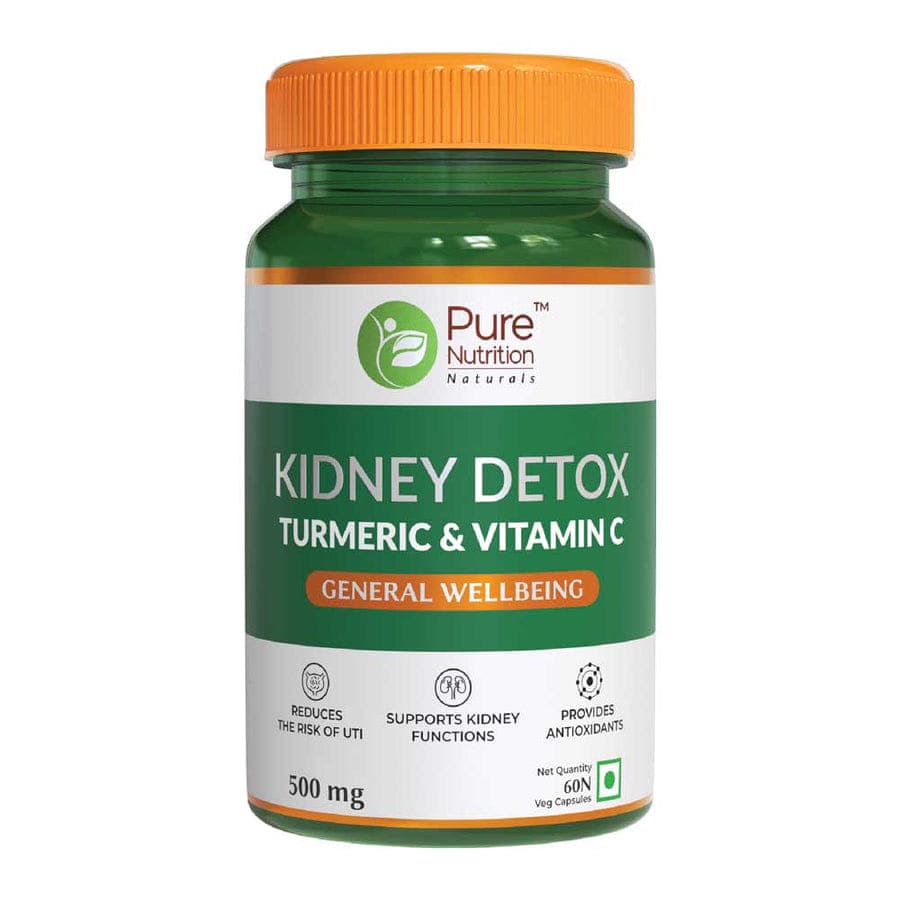 Pure Nutrition Kidney Detox Cleanser Purifier | Turmeric, Vitamin C & N-Acetyl L-Cysteine (Nac) ) Kidney Stone Dissolution | Antioxidant - 60 Veg Capsules - Nutrition and Fitness Supplements | Buy online on ZillyBuy